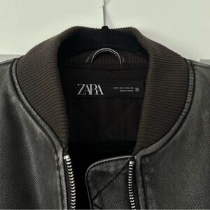 ZARA Women’s Faux Leather Bomber Jacket
